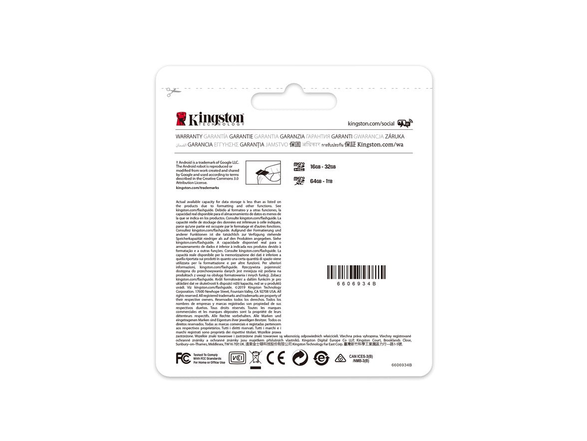 Cartão de memória Kingston CANVAS Select Plus 256GB microSD XC/ 100MBs