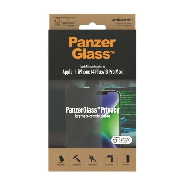 Película de Vidro Antibacteriana / para iPhone 14 Plus/13 Pro Max / PanzerGlass Classic Fit Privacy