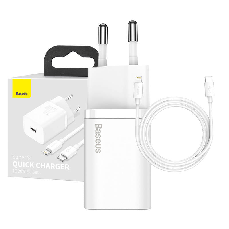 Carregador Baseus Super Si Quick Charger 1C 20W (incluí Cabo USB-C para Lightning 1m)