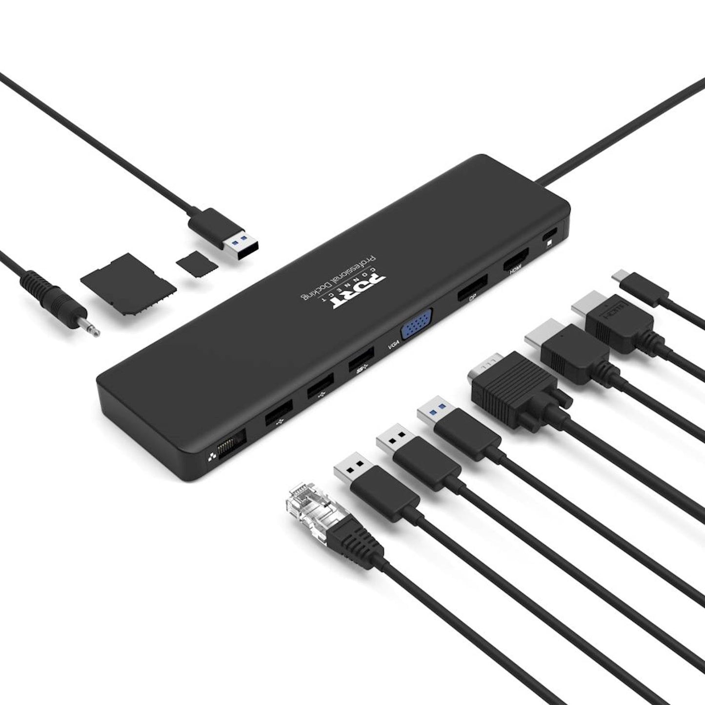 Dock Station USB-C Triple Screen 100W 4K USB-C para HDMI DP VGA USB-C Leitor de Cartões