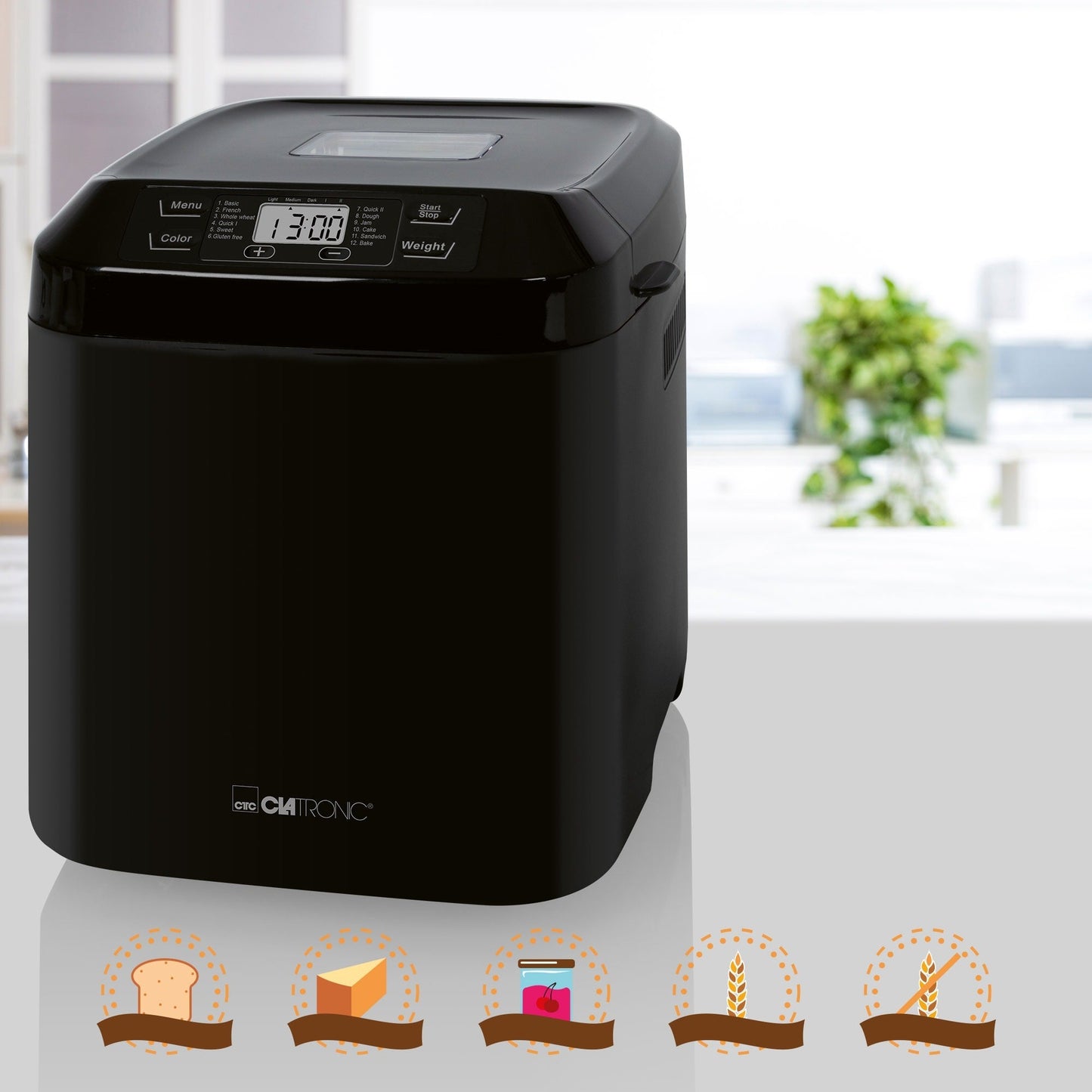 Máquina de Fazer Pão Clatronic BBA 3774 550W Preta