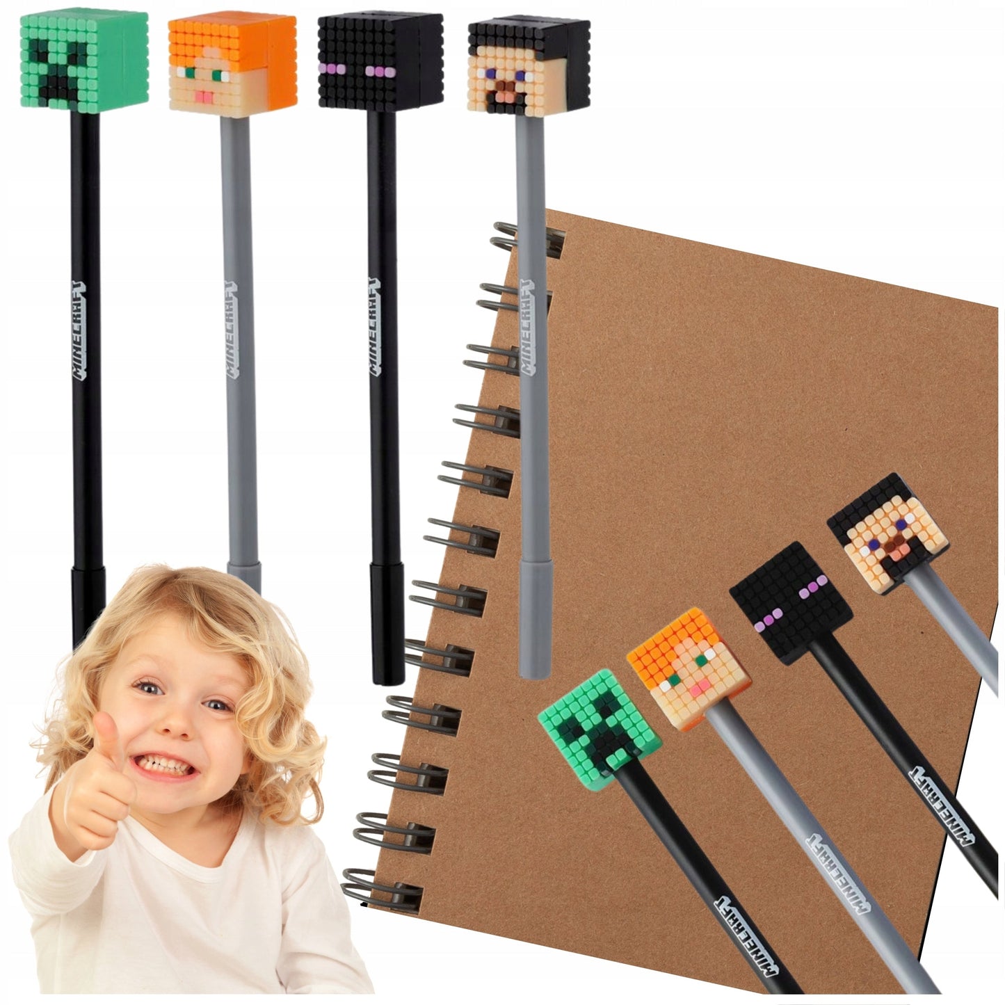 Caneta de ponta Fina com topo de silicone-Minecraft Fine