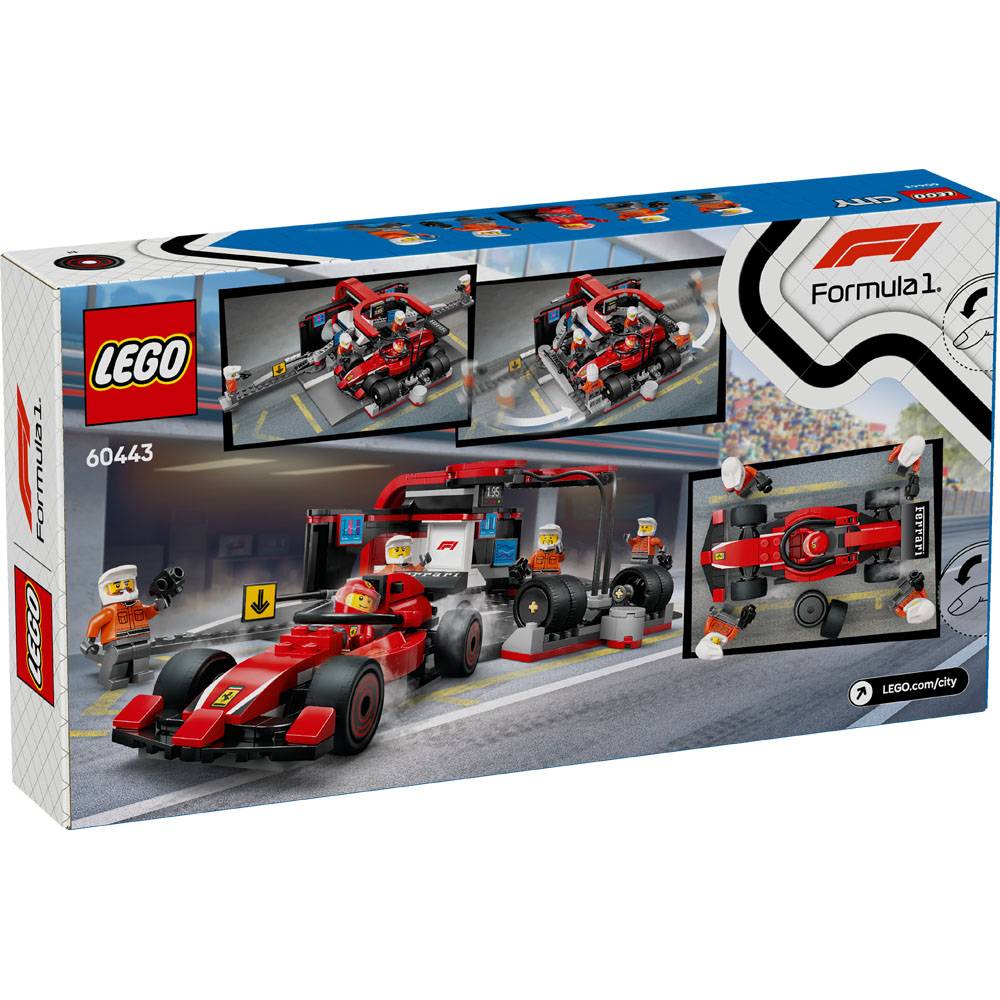 LEGO City: Boxe de F1® e Equipa da Boxe com Carro da Ferrari | Idades 6+ | 322 Peças | Item 60443