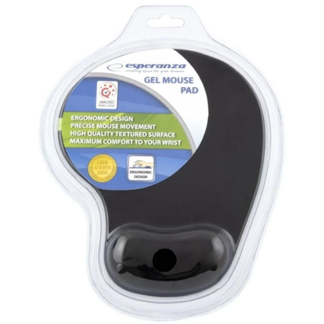Tapete de Rato de Gel c\ Apoio Antebraço ESPERANZA Preto