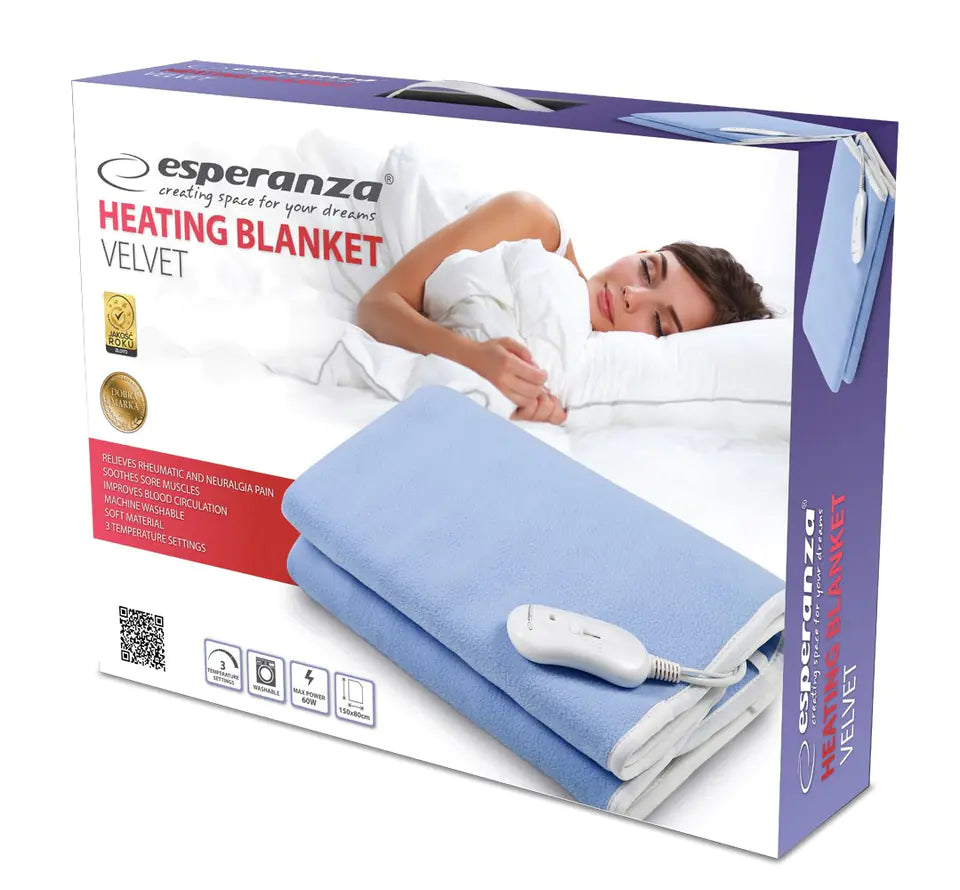 Cobertor Elétrico com 3 Níveis de Temperatura ESPERANZA Ehb001 80 X 150 Cm Azul e Branco