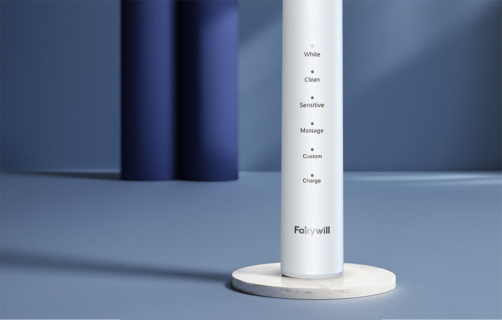 FairyWill FW-P80 escova de dentes Elétrica com conjunto de pontas e estojo (Branco)