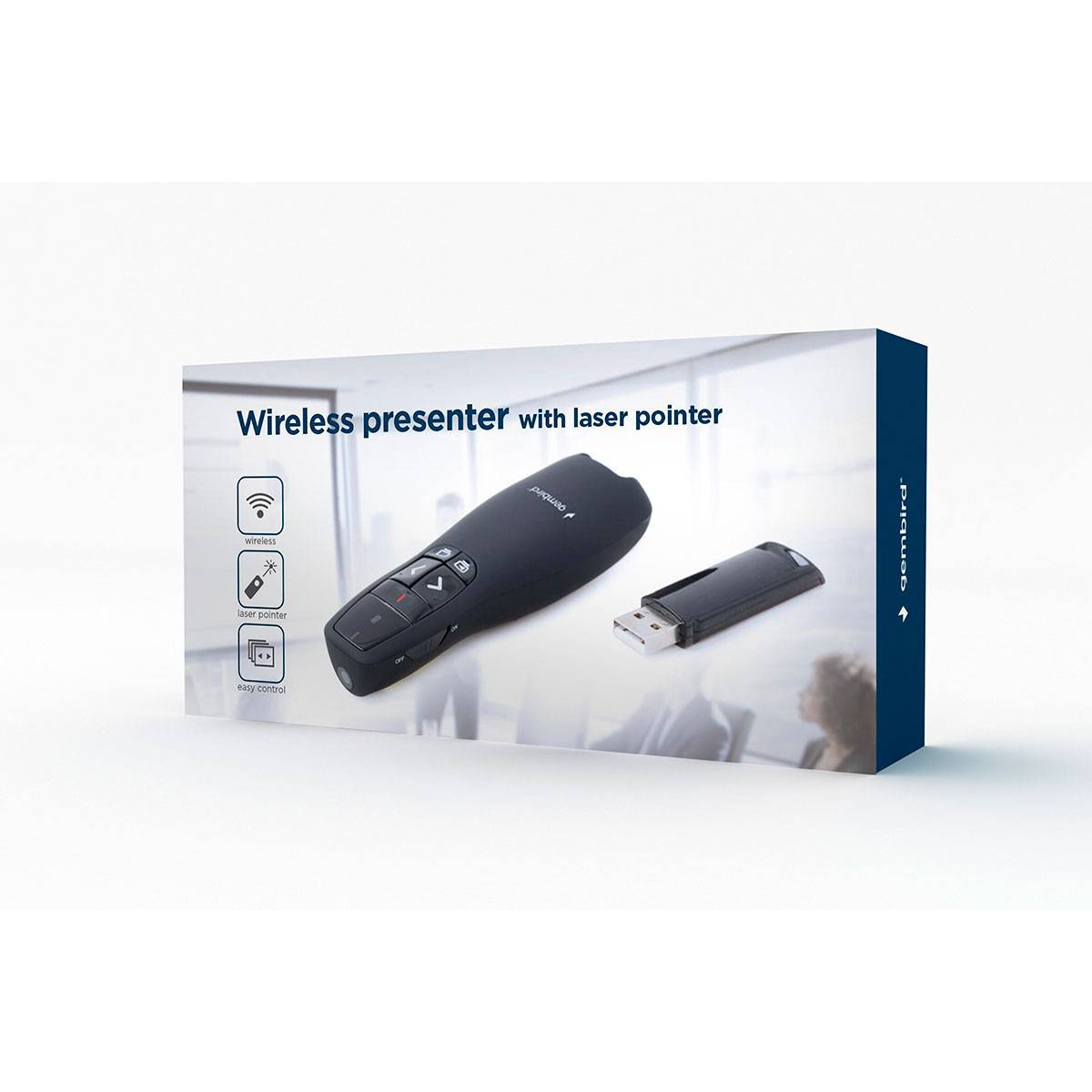 Apresentador Gembird WP-L-02 Wireless com Apontador Laser 660 nm até 10 m