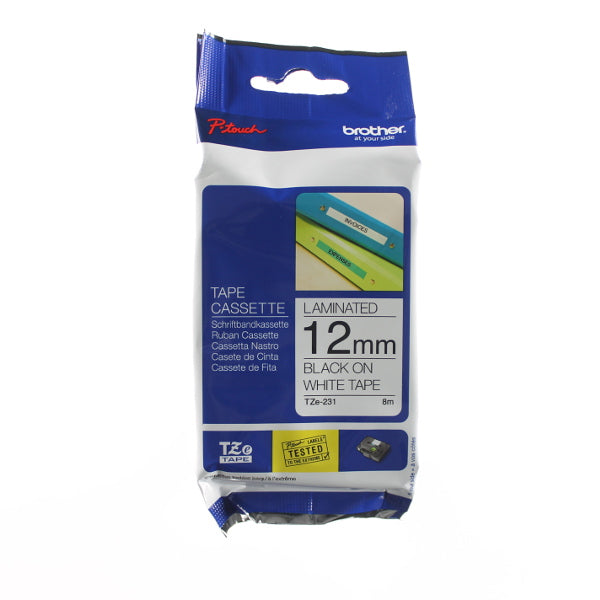 Fita de Impressão Brother TZE-N231/ Branco e Preto/ Compatível com Etiquetas