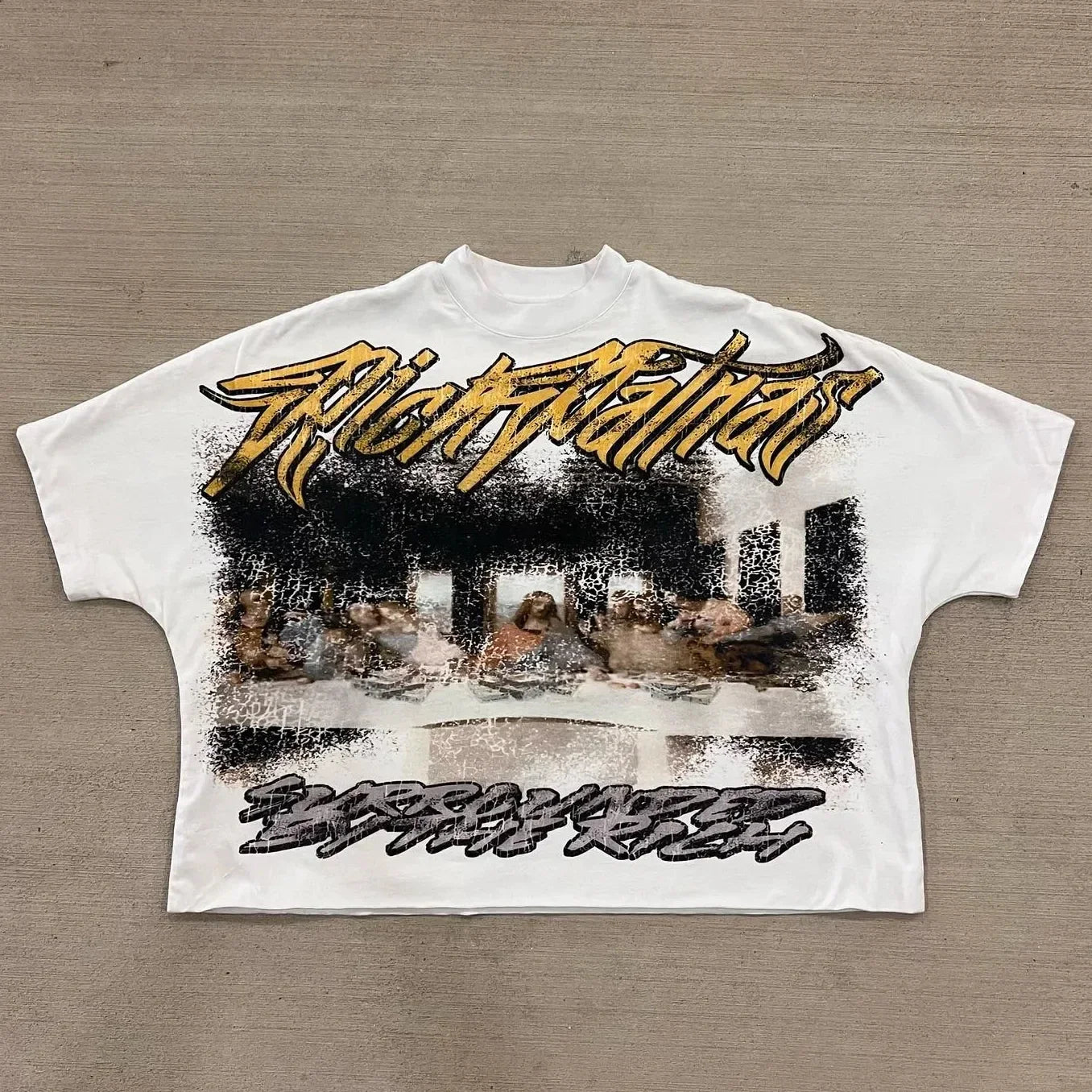 Y2K Super Oversized T-Shirt – Faith & Streetwear Cross Graphic Tee for Men