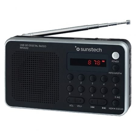 Rádio Sunstech RPDS32 Portátil Analógico Preto e Prateado