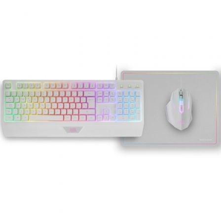 Pack Gaming Mars Gaming MCP124 / Teclado H-MECH + Ratão Óptico + Almofada / Branco