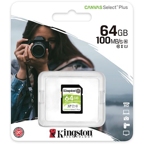 Cartão de Memoria Kingston CANVAS Select Plus 64GB SD XC/ 100MBs