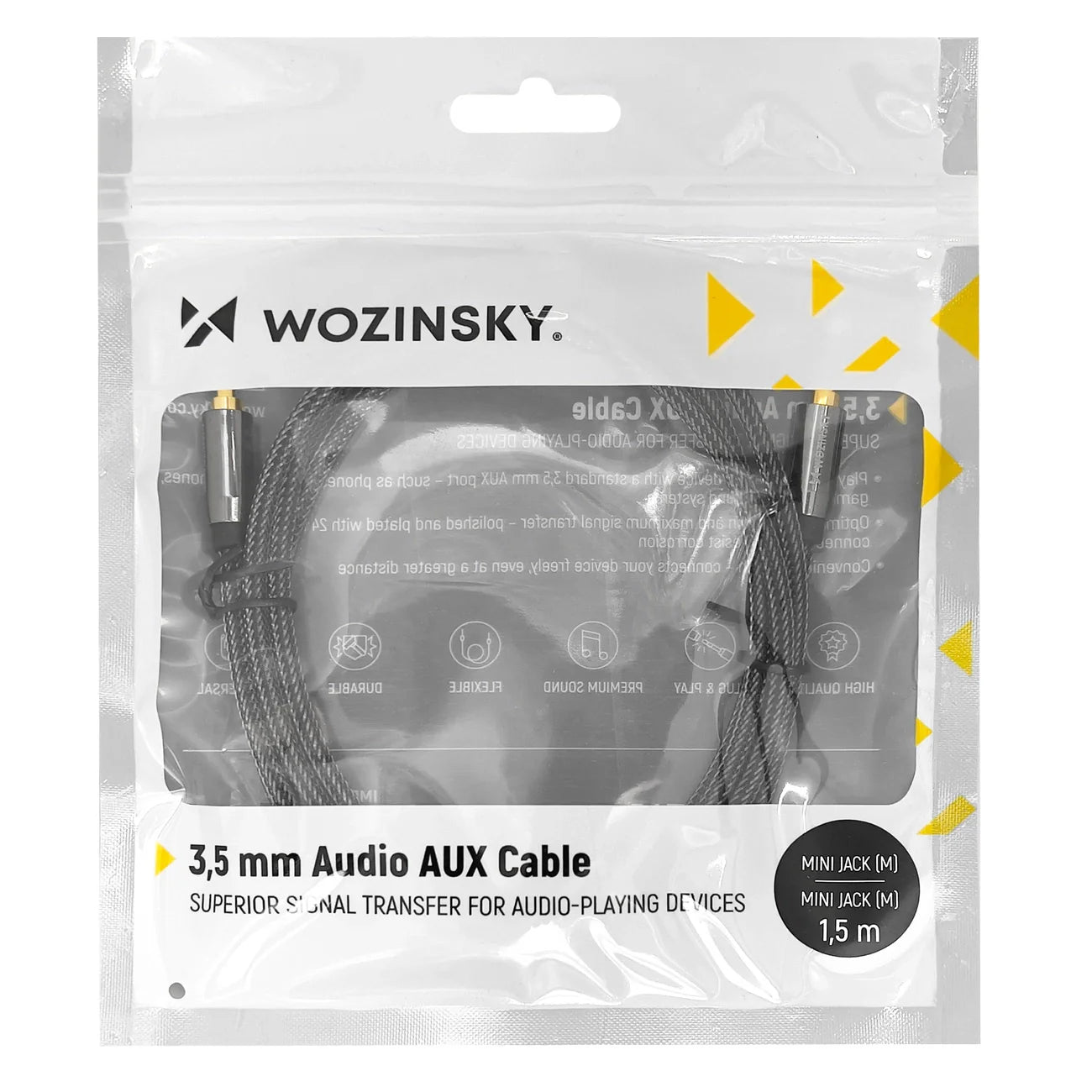 Cabo de Audio Mini Jack 3.5mm Macho para Macho Wozinsky WACMJB-2M 2m