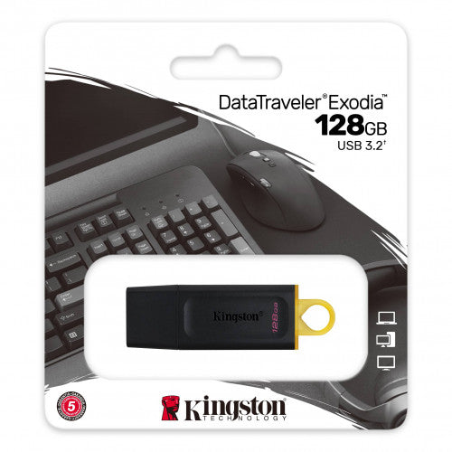 Pen Drive Kingston DataTraveler Exodia 128GB USB 3.2 Preta