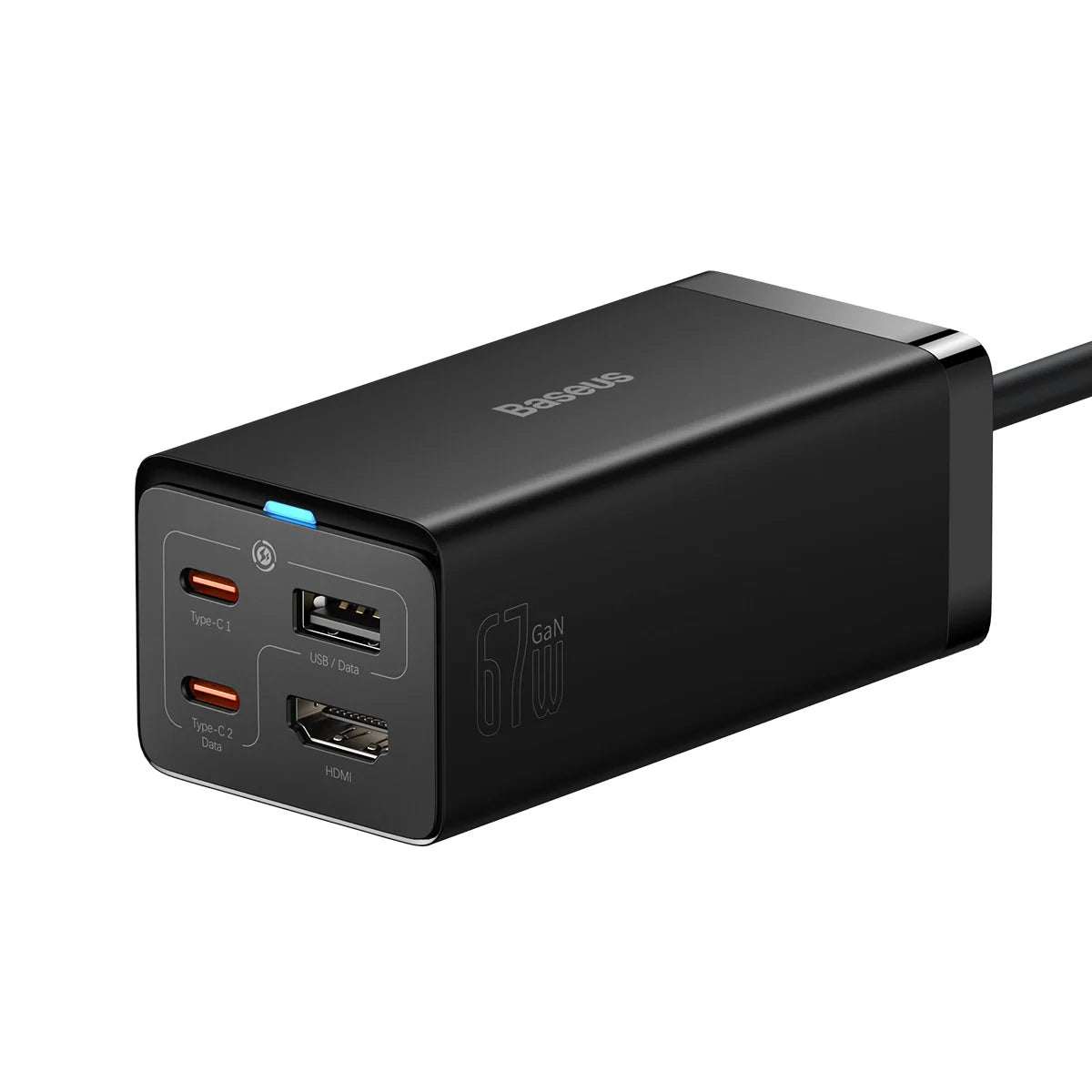 Carregador Baseus GaN5 Pro Fast Charger 67W Dual USB-C/USB-A Preto + HDMI