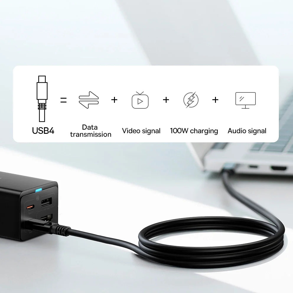 Carregador Baseus GaN5 Pro Fast Charger 67W Dual USB-C/USB-A Preto + HDMI