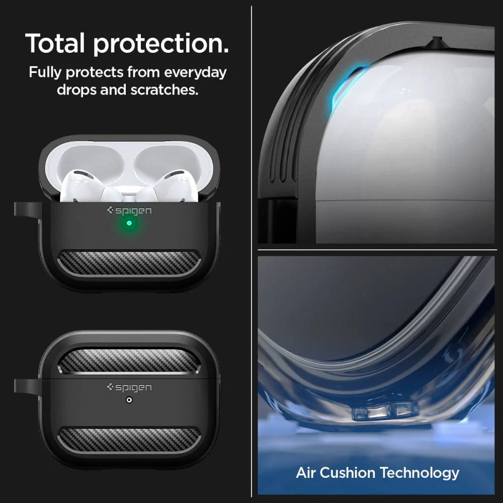 Capa Rugged Armor Spigen para Apple AirPods Pro 1 / 2 Preto Matte