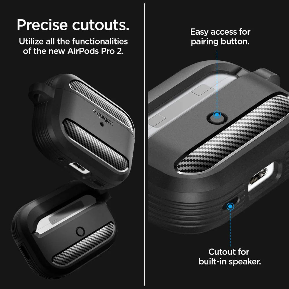 Capa Rugged Armor Spigen para Apple AirPods Pro 1 / 2 Preto Matte