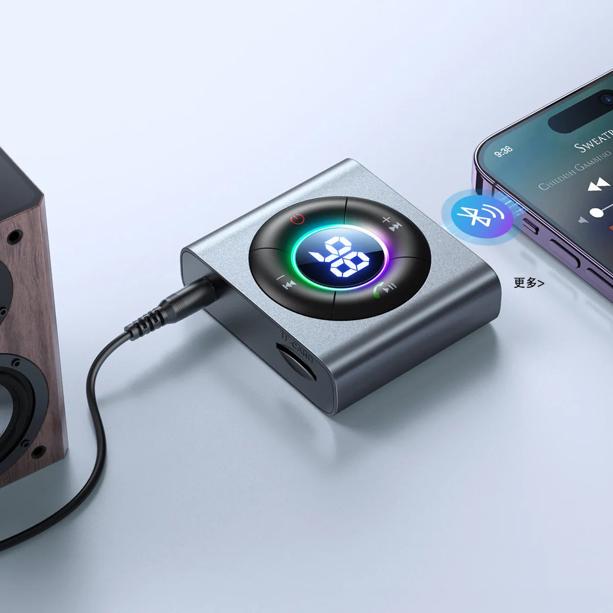 Transmissor/Receptor Bluetooth 5.3 Joyroom JR-CB1 / Cinza