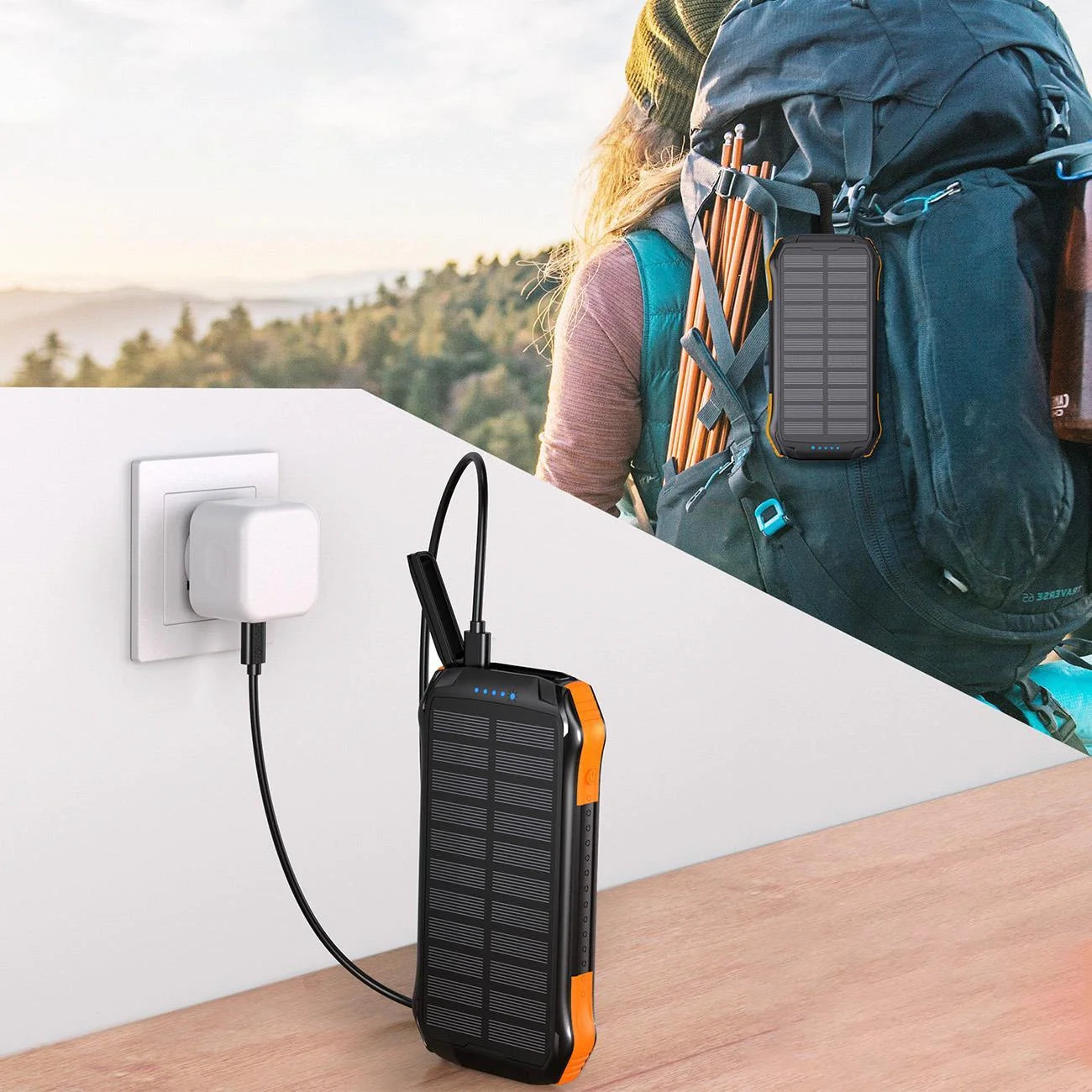 Power Bank Solar 10000mAh Qi Carregamento Wireless 5W Choetech B659