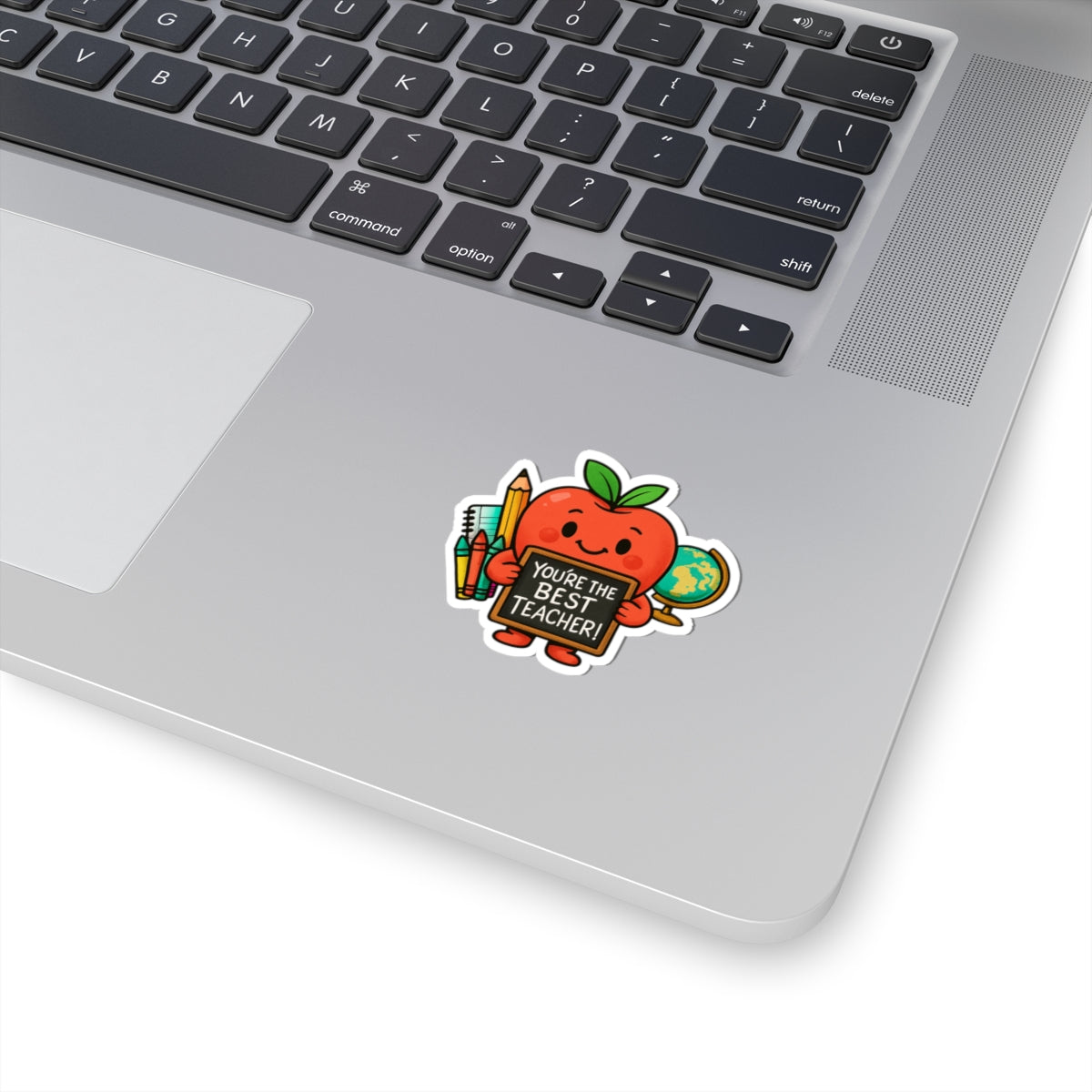 Cute Apple "You're the Best Teacher!" Kiss-Cut Sticker — Teacher Appreciation Laptop Decal