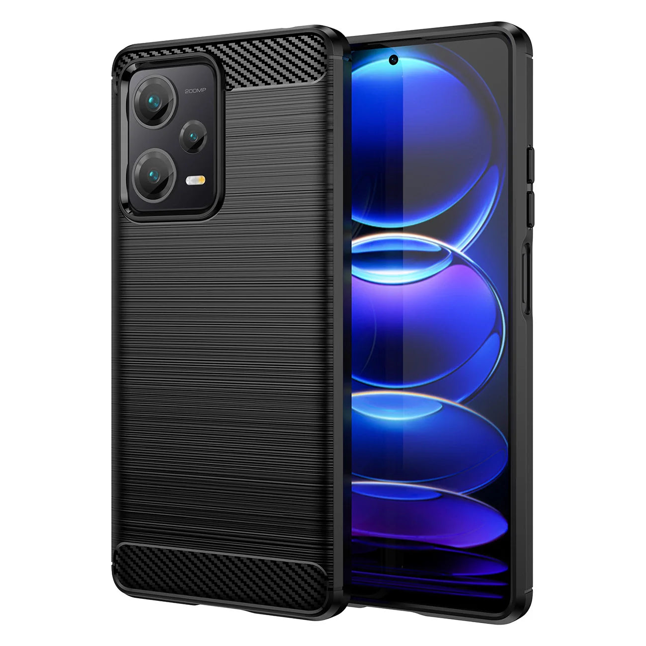 Capa de Silicone Flexível Carbono para Xiaomi Redmi Note 12 Pro+ Preta