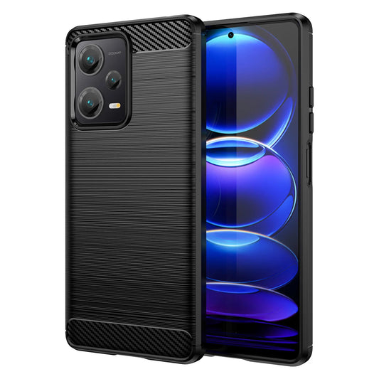 Capa de Silicone Flexível Carbono para Xiaomi Redmi Note 12 Pro+ Preta