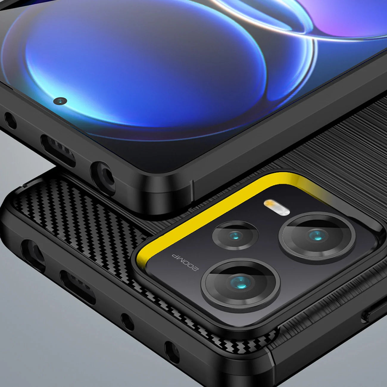 Capa de Silicone Flexível Carbono para Xiaomi Redmi Note 12 Pro+ Preta