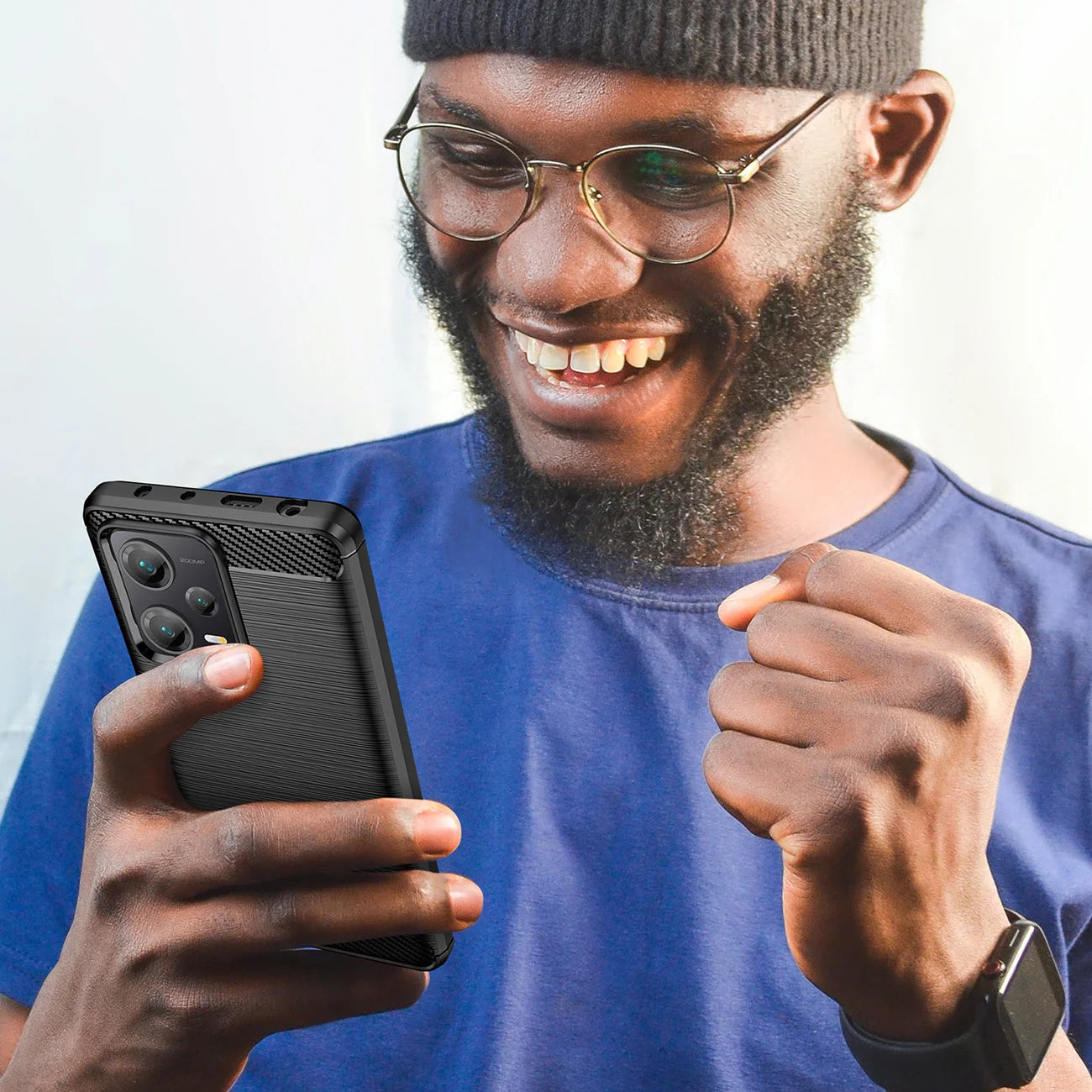 Capa de Silicone Flexível Carbono para Xiaomi Redmi Note 12 Pro+ Preta