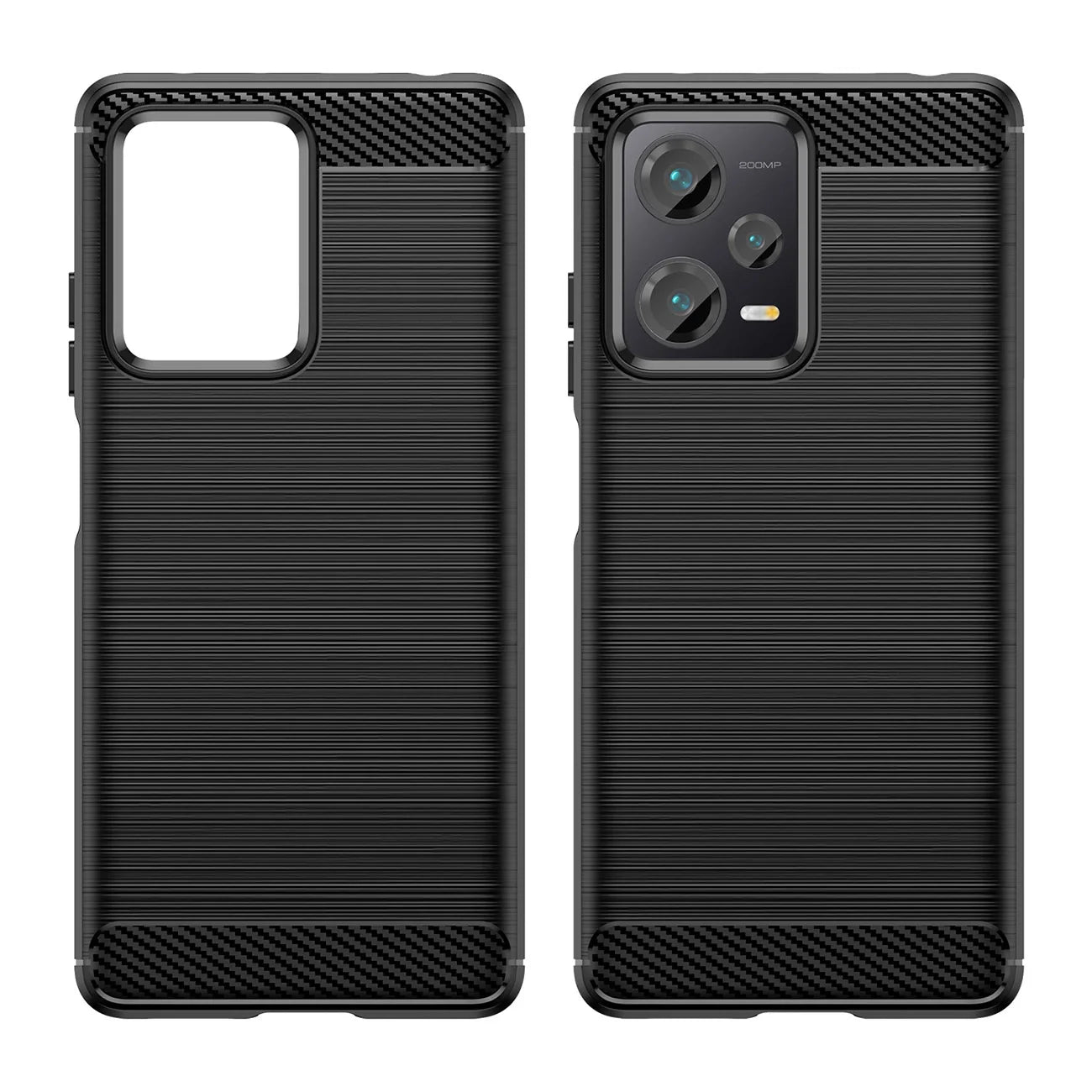 Capa de Silicone Flexível Carbono para Xiaomi Redmi Note 12 Pro+ Preta