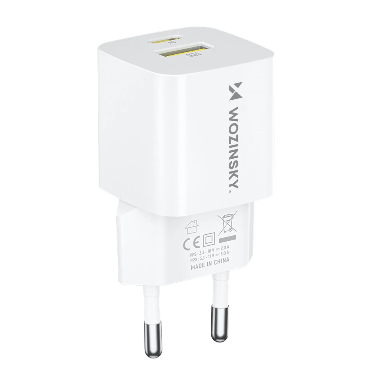 Wozinsky WWCEAC Carregador de Parede GaN 33W USB-A USB-C / Branco