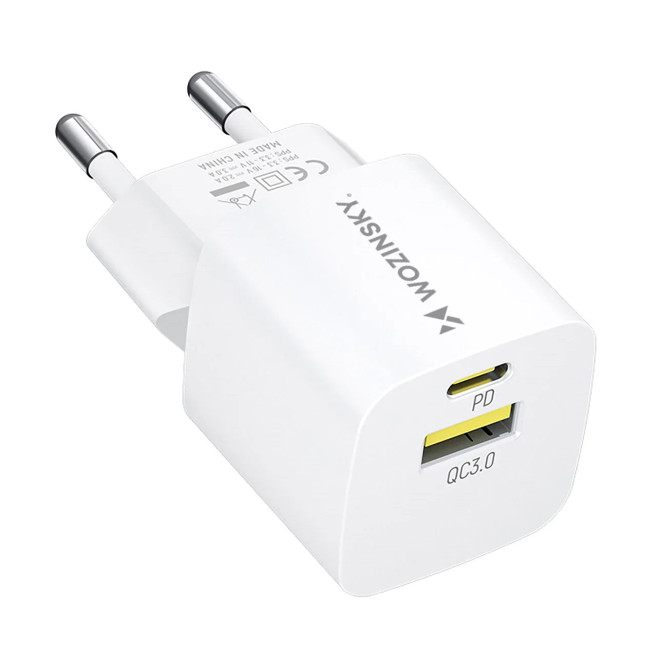 Wozinsky WWCEAC Carregador de Parede GaN 33W USB-A USB-C / Branco
