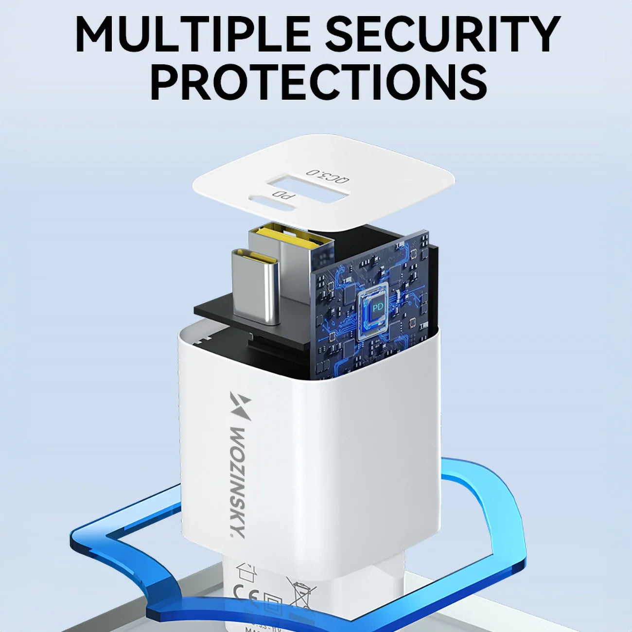 Wozinsky WWCEAC Carregador de Parede GaN 33W USB-A USB-C / Branco