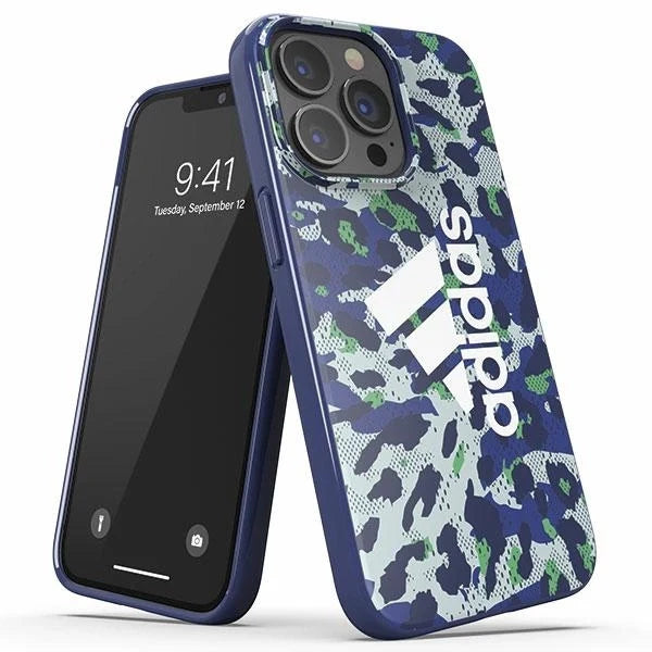 Capa Padrão Leopardo para iPhone 13/13 Pro Adidas Azul