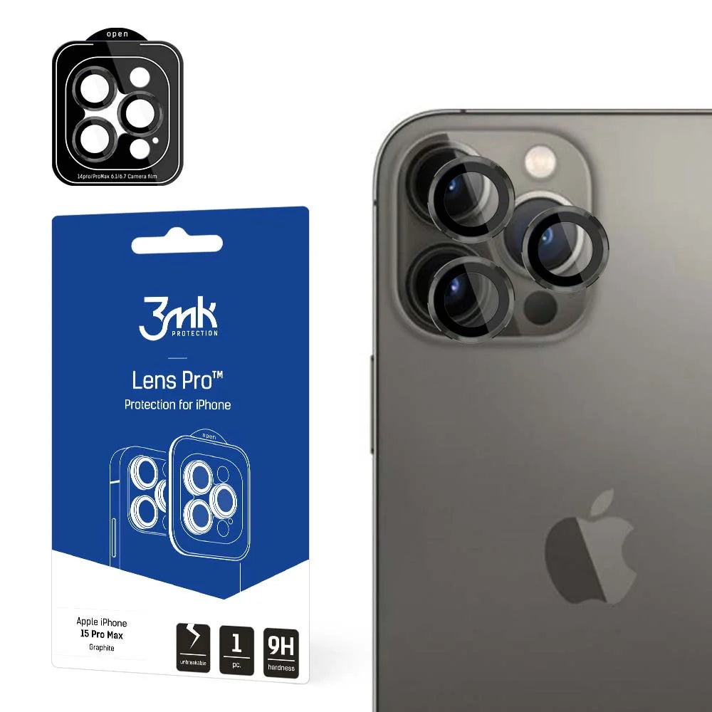 Película de Proteção de Lente 3mk para Apple iPhone 15 Pro Max / Pro Graphite