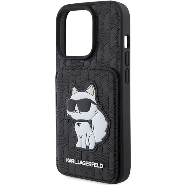 Capa Karl Lagerfeld Monograma Choupette para iPhone 15 Pro Max Preta