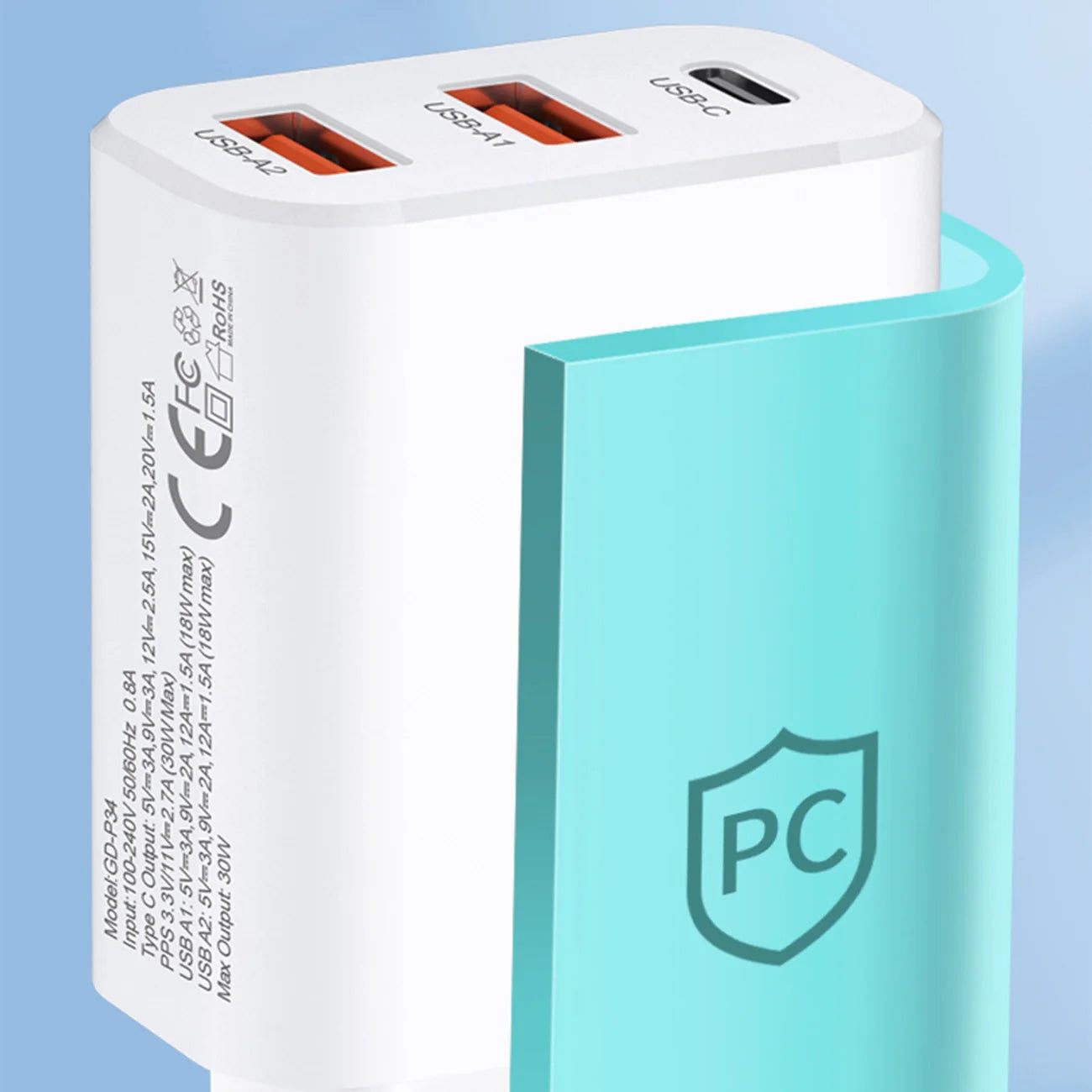 Carregador USB-C + 2 x USB-A 30W WOZINSKY CWCUCW  Branco