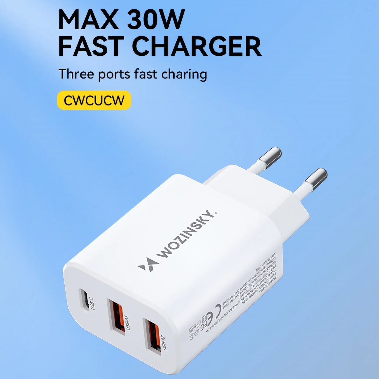 Carregador USB-C + 2 x USB-A 30W WOZINSKY CWCUCW  Branco