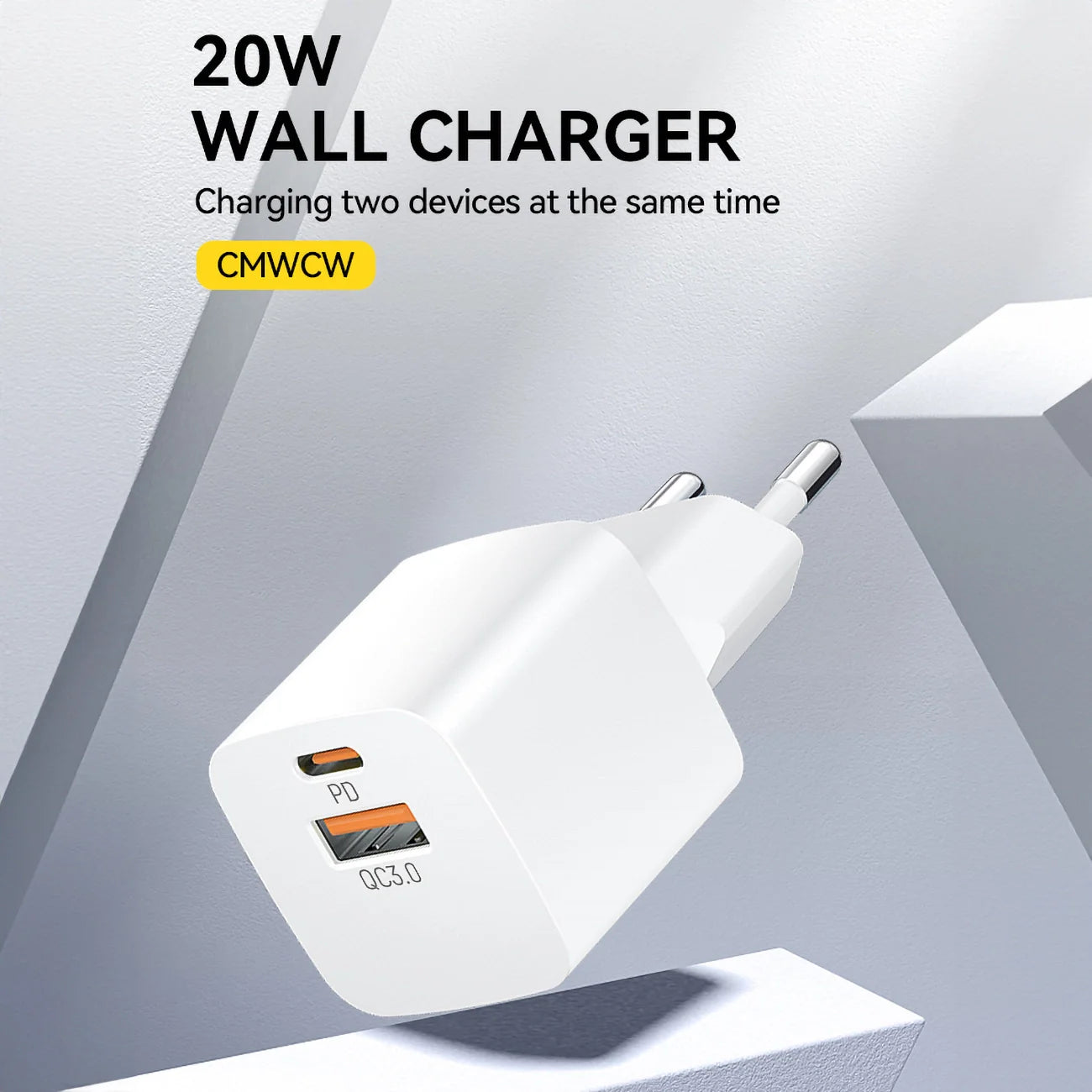 Carregador de Parede USB-C + USB-A 20W Wozinsky CMWCW Branco