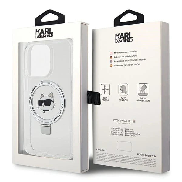Capa para iPhone 15 Pro Max Magsafe Karl Lagerfeld Branca com Ring Stand