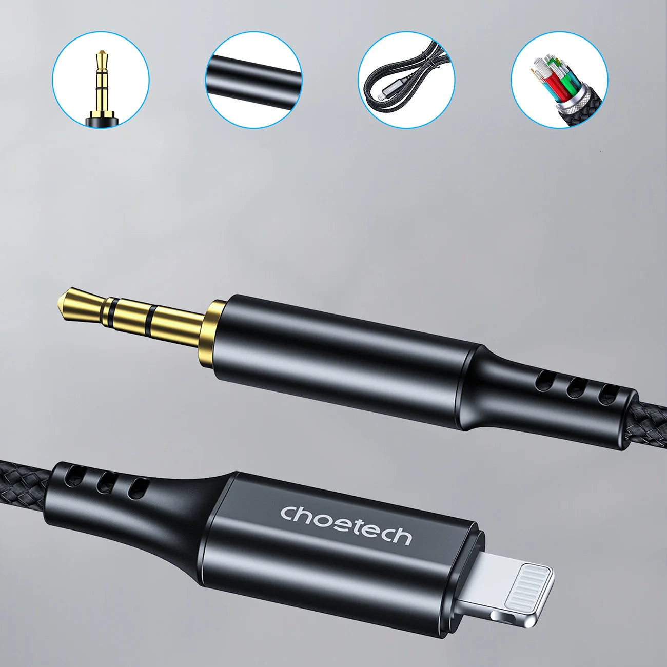 Cabo de Audio Lightning para Jack 3.5mm 2m Choetech AUX009