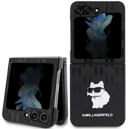Pin case Karl Lagerfeld / Saffiano Monogram Choupette / Preto para Samsung Galaxy Z Flip 5