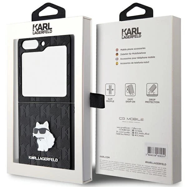 Pin case Karl Lagerfeld / Saffiano Monogram Choupette / Preto para Samsung Galaxy Z Flip 5