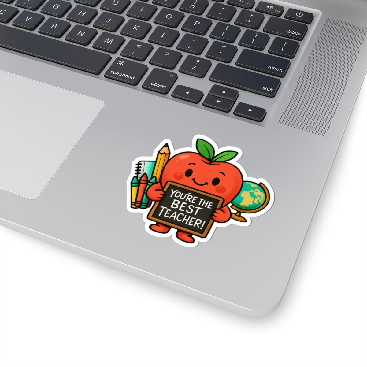 Cute Apple "You're the Best Teacher!" Kiss-Cut Sticker — Teacher Appreciation Laptop Decal