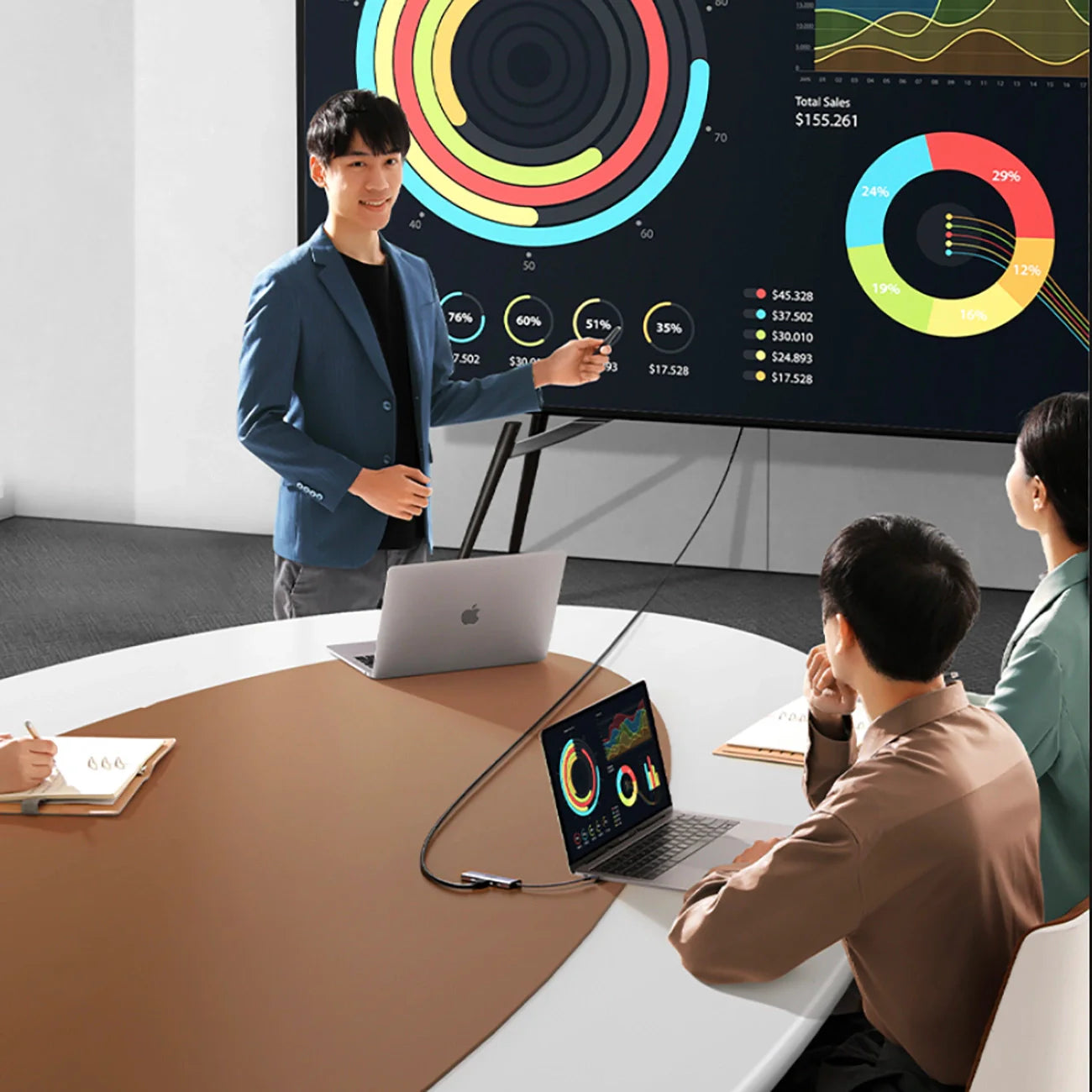 Hub 9 em 1 UGREEN CM498 USB-C com 3x USB-A 3.0, HDMI, VGA, RJ45, Leitor SD e TF Card