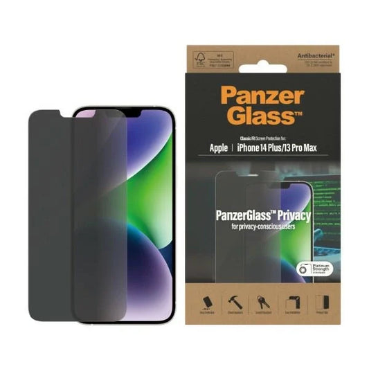 Película de Vidro Antibacteriana / para iPhone 14 Plus/13 Pro Max / PanzerGlass Classic Fit Privacy