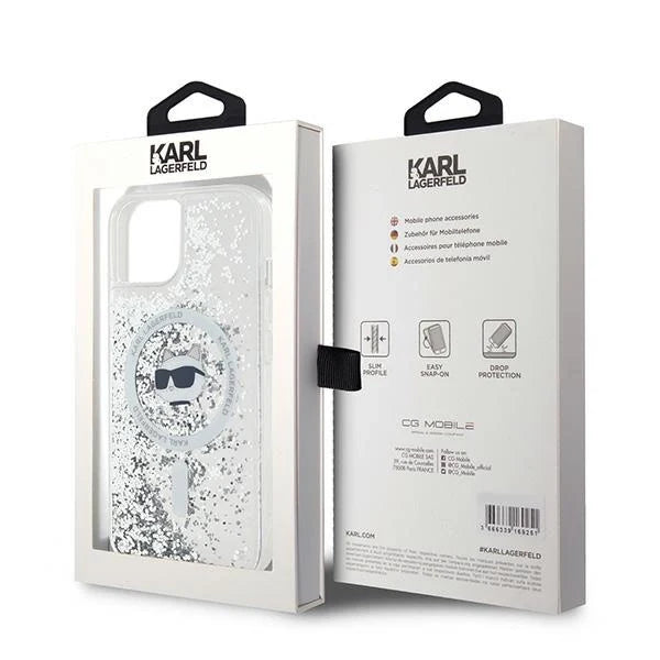 Capa MagSafe KARL LAGERFELD Transparente com Glitter para iPhone 14