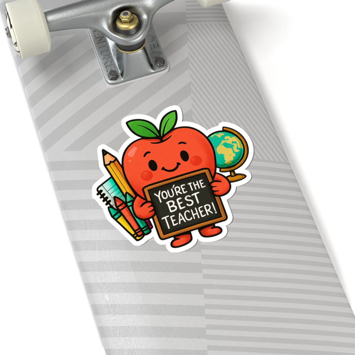 Cute Apple "You're the Best Teacher!" Kiss-Cut Sticker — Teacher Appreciation Laptop Decal