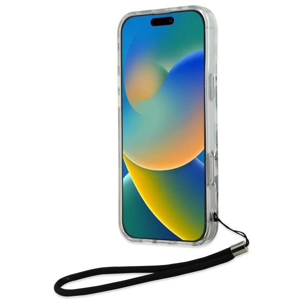 Capa para iPhone 16 Pro Max Karl Lagerfeld IML Padrão Zebra & Cordão