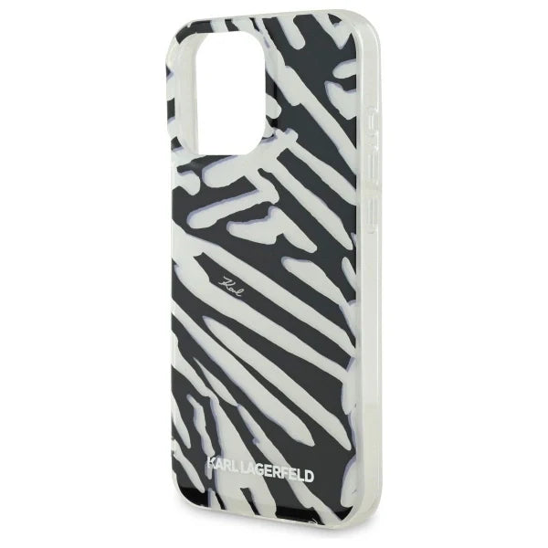 Capa para iPhone 16 Pro Max Karl Lagerfeld IML Padrão Zebra & Cordão